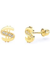 delightful enamel gold polished dollar sign infant stud earrings